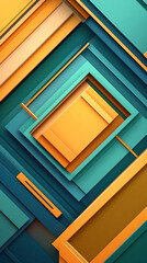 Poster - A colorful abstract design with a yellow square in the middle. The design is made up of various shapes and colors, creating a dynamic and visually interesting composition