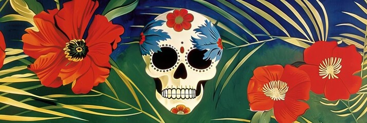 Wall Mural - Sugar skull calavera for day of the dead