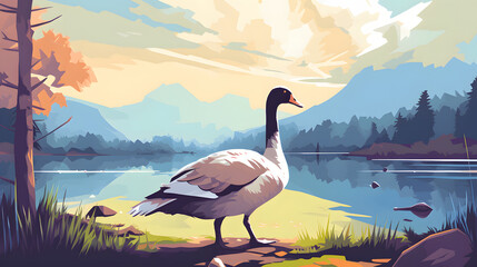 Goose in nature Illustration Vector