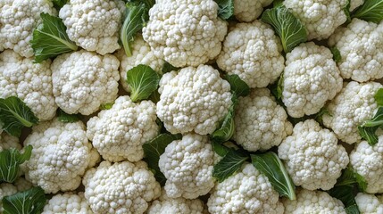 Pile of fresh and organic cauliflowers 