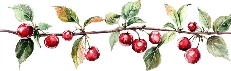 Poster - Watercolor elements featuring a cherry branch