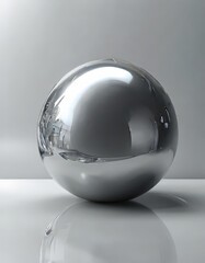 Sticker - shiny silver ball on white surface