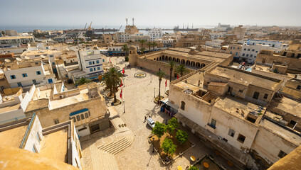 Wall Mural - Panoramic view of Sousse city from Ribat fortress, Tunisia