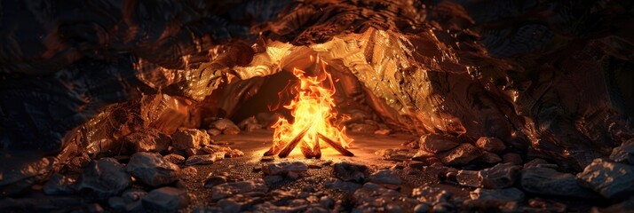 Sticker - Campfire within a cave