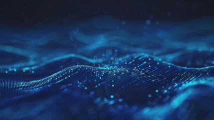 Poster - Abstract Digital Wave in Blue