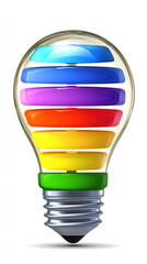 Poster - A light bulb with a rainbow inside of it. The light bulb is a symbol of creativity and inspiration