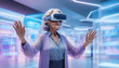 © Autism in Focus - Elderly woman shopping with VR headset in clothing store