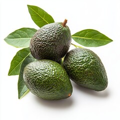 Close up of avocado on an isolated white background