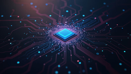 Poster - ai processor with glowing circuit board: an ai processor glowing on a circuit board, surrounded by n