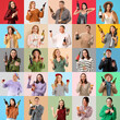 © Pixel-Shot - Collage of different people with wine on color background