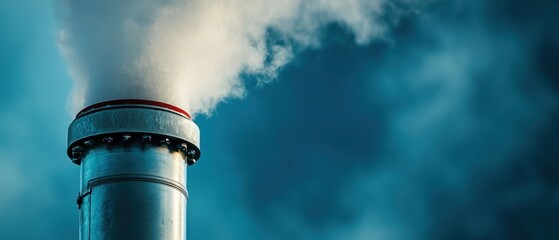 Sticker - Industrial Chimney Emitting Smoke Against a Dramatic Sky in an Urban Setting