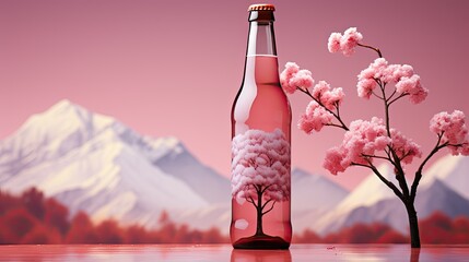 Wall Mural - Bottle of fresh soda on pink background 