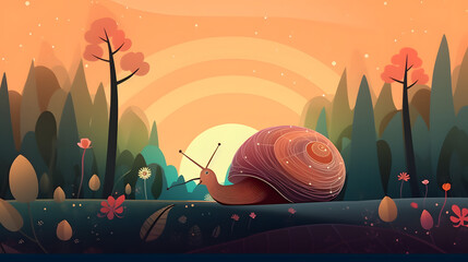 Snail In nature Illustration Vector