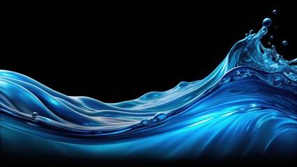 Abstract background of blue liquid wave on dark black background, abstract, background, blue, liquid, wave, dark, black