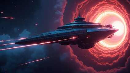 Wall Mural - Spaceship through wormhole