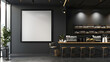 © Mahemud - An elegant coffee shop features a monochrome interior with an empty canvas frame