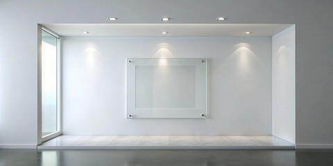 Glass cut into a modern white wall , architecture, design, interior, decoration, contemporary, transparency