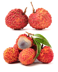 Sticker - Fresh lychee (Litchi chinensis) isolated on white background