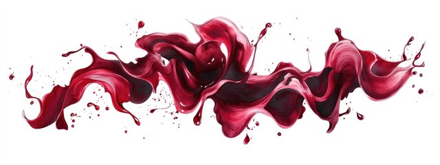 Watercolor illustration of 3D rendered blood red wine liquid letters on a white background