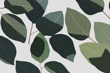 Captivating Eucalyptus Leaf Shadows Illustration on a See-Through Surface