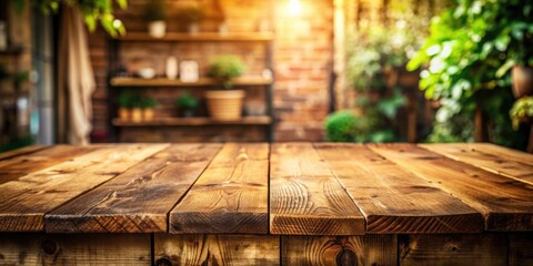 Wall Mural - Rustic wooden table background , wood, texture, natural, vintage, brown, plank, surface, rustic, backdrop, empty, space