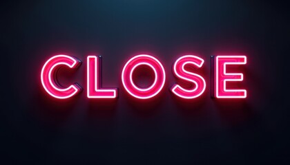 Wall Mural - Pink neon 'CLOSE' sign glowing brightly against a dark background.