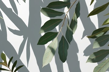 Wall Mural - Eucalyptus Leaf Shadow Artwork on Transparent Background