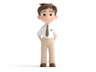 Aufkleber - 3D animation of a young adult male character in a professional accountant s uniform standing centered and isolated on a clean white background with no shadows  The figure has a formal