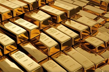 Isolated of two gold bar or gold ingot stackin