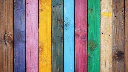 Poster - Colorful Wooden Planks Texture