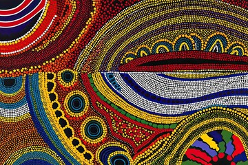 Vibrant Australian Aboriginal Dot Art Featuring Dynamic Patterns and Colorful Designs