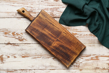 Poster - Wooden cutting board on white table