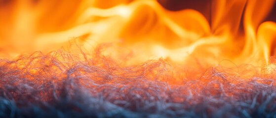 Poster - photography concept showcasing composite fibers with exceptional thermal resistance designed to withstand and operate in high temperature industrial environments  The image features a vivid