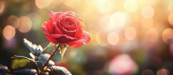 Wall Mural - A Single Red Rose in Sunlight