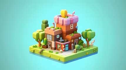 Poster - Health game element 3d pixel cartoon