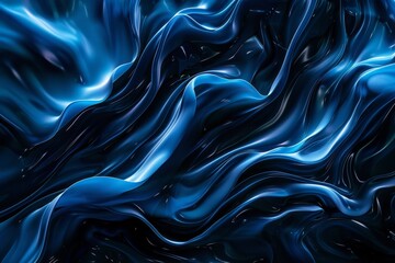 Wall Mural - Abstract Blue and Black Wavy Fabric Background