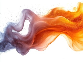 Wall Mural - intense orange flames with intricate patterns wisps of smoke isolated on pure white background