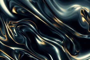 Wall Mural - Abstract Metallic Fluid with Gold Accents