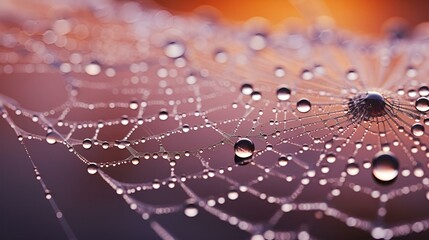 Sticker - a close-up of a spider web. 