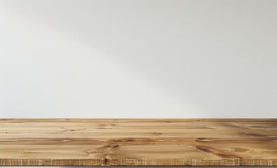 Wall Mural - Wooden Tabletop Against White Wall