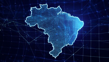 Poster - Digital map of Brazil, concept of global network and connectivity