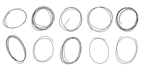 Poster - Hand drawn scribble line circles. Doodle circular for message note mark design element. vector illustration