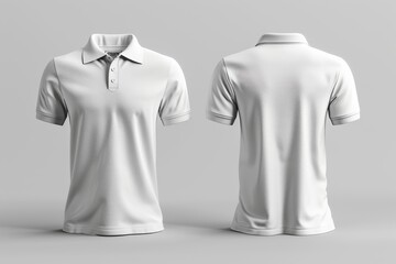 Wall Mural - White Polo Shirt Mockup - Front and Back Views