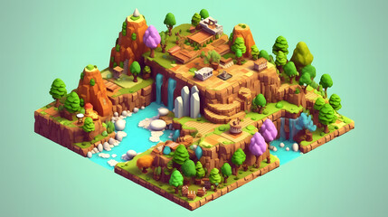 Sticker - Map game element 3d pixel cartoon