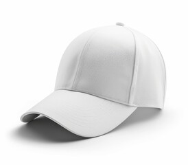 Wall Mural - White Baseball Cap with Curved Brim and Stitching