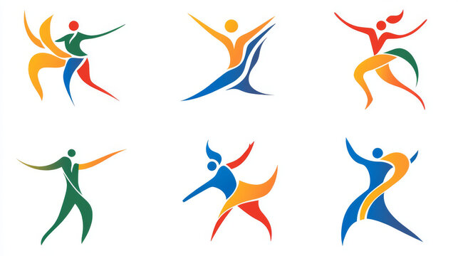 Standalone symbols and icons of people for peace or sports themes. Suitable for abstract emblems or design templates.