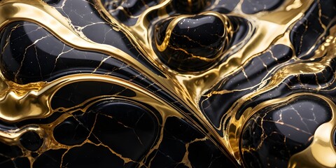 Poster - black gold marble wallpaper