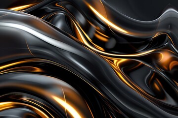 Poster - Abstract Black and Gold Liquid Swirling Pattern
