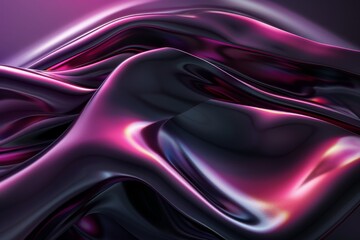 Wall Mural - Abstract Purple and Black Shiny Fabric Drape