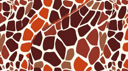 Seamless repeating giraffe texture pattern in brown, burgundy, white, and orange.